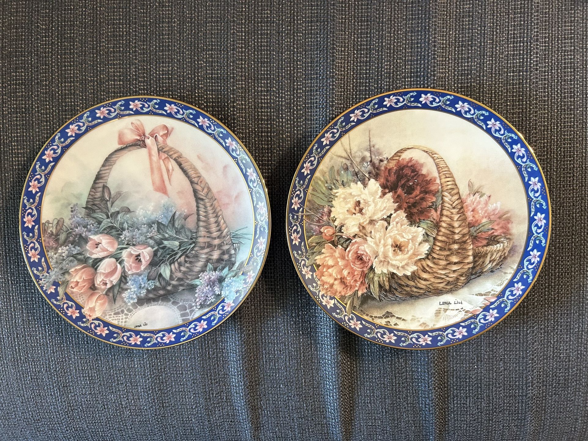 Basket bouquet Collectible Plate Design by Lena Liu Technique: Overglaze-decoration