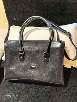 Vintage Dooney & Bourke Black Leather Satchel Handbag
