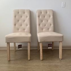 Dining Room Table With Two Tufted Chairs