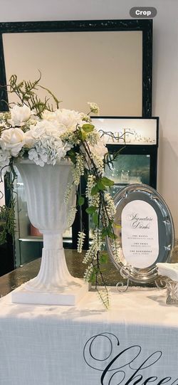 Faux floral potted arrangement