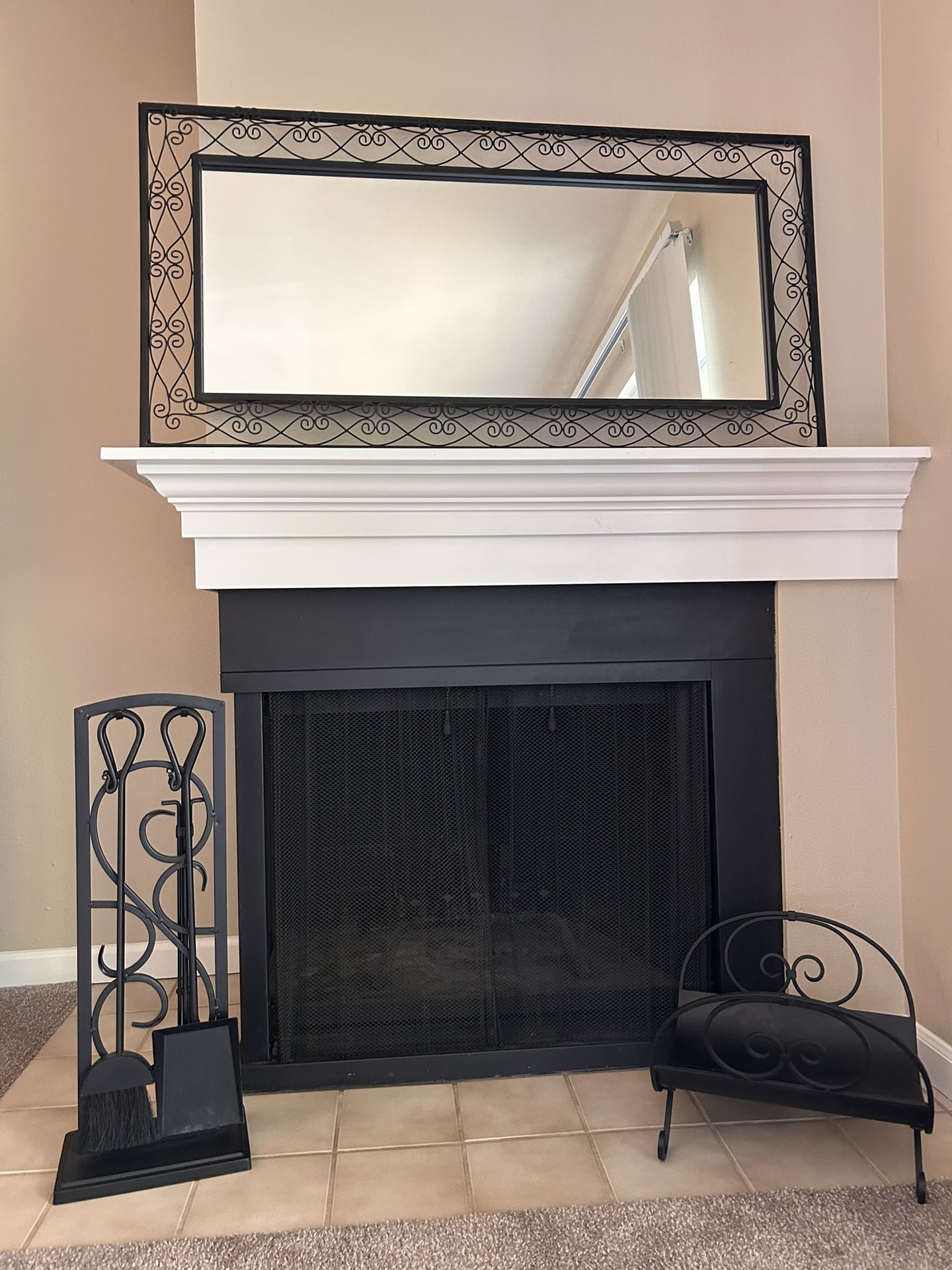 Fireplace Set With Matching Mantle Mirror
