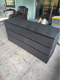 Modern Matte Black 6-Drawer Dresser – Refinished