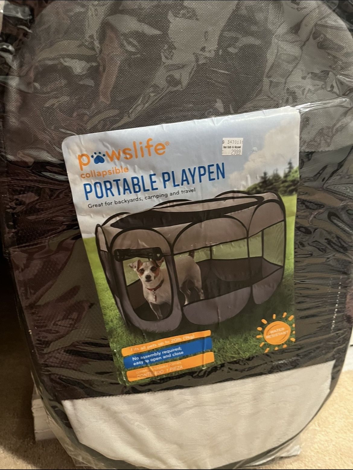 New Pawslife Collapsible Portable Playpen It's 36"LX 36" width by 23 height