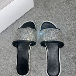 Women’s Black Rhinestone Sandals (6.5)