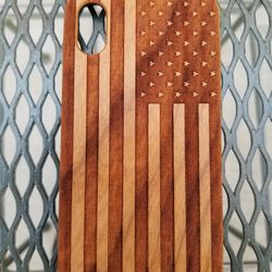 USA flag design laser engraved wood case for iPhone and Samsung Galaxy