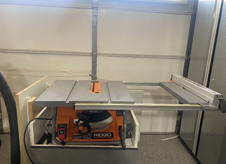 Ridgid Table Saw R4514. Upgraded fence back piece (price is $50 online).