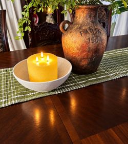 bowl and battery operated candle
