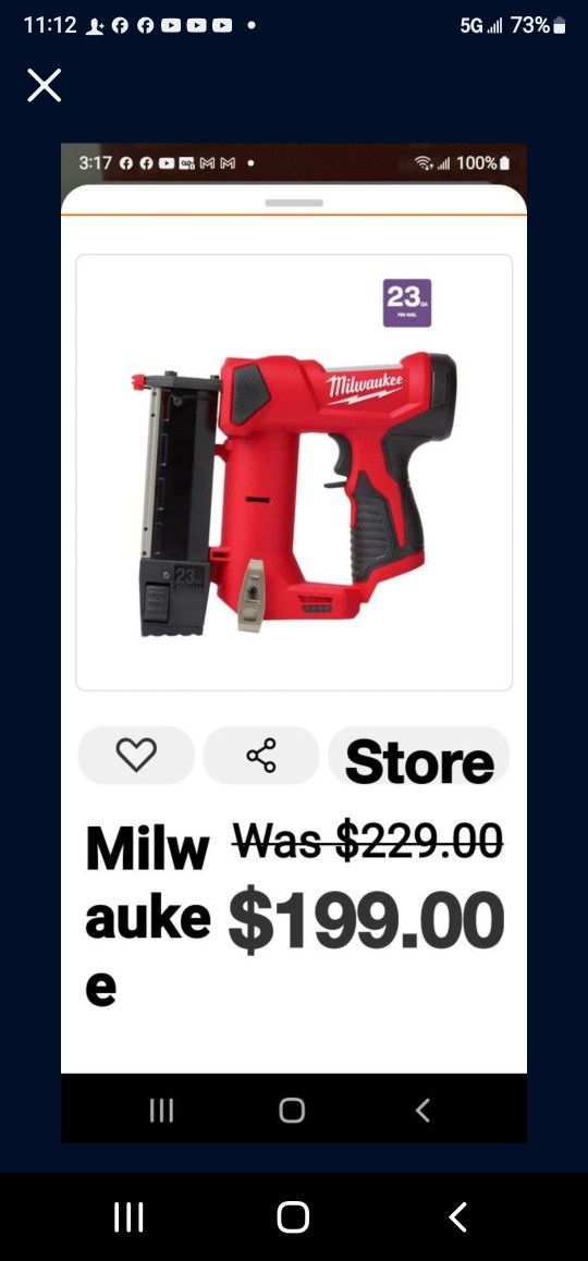 Brand New Milwaukee Nail Pin Gun$149 Firm Price)