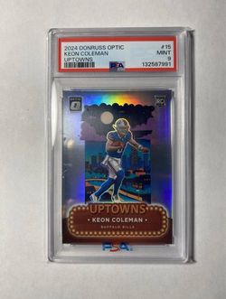 Panini 2024 Donruss Optic Keon Coleman Uptowns #15 Rookie Prizm PSA 9