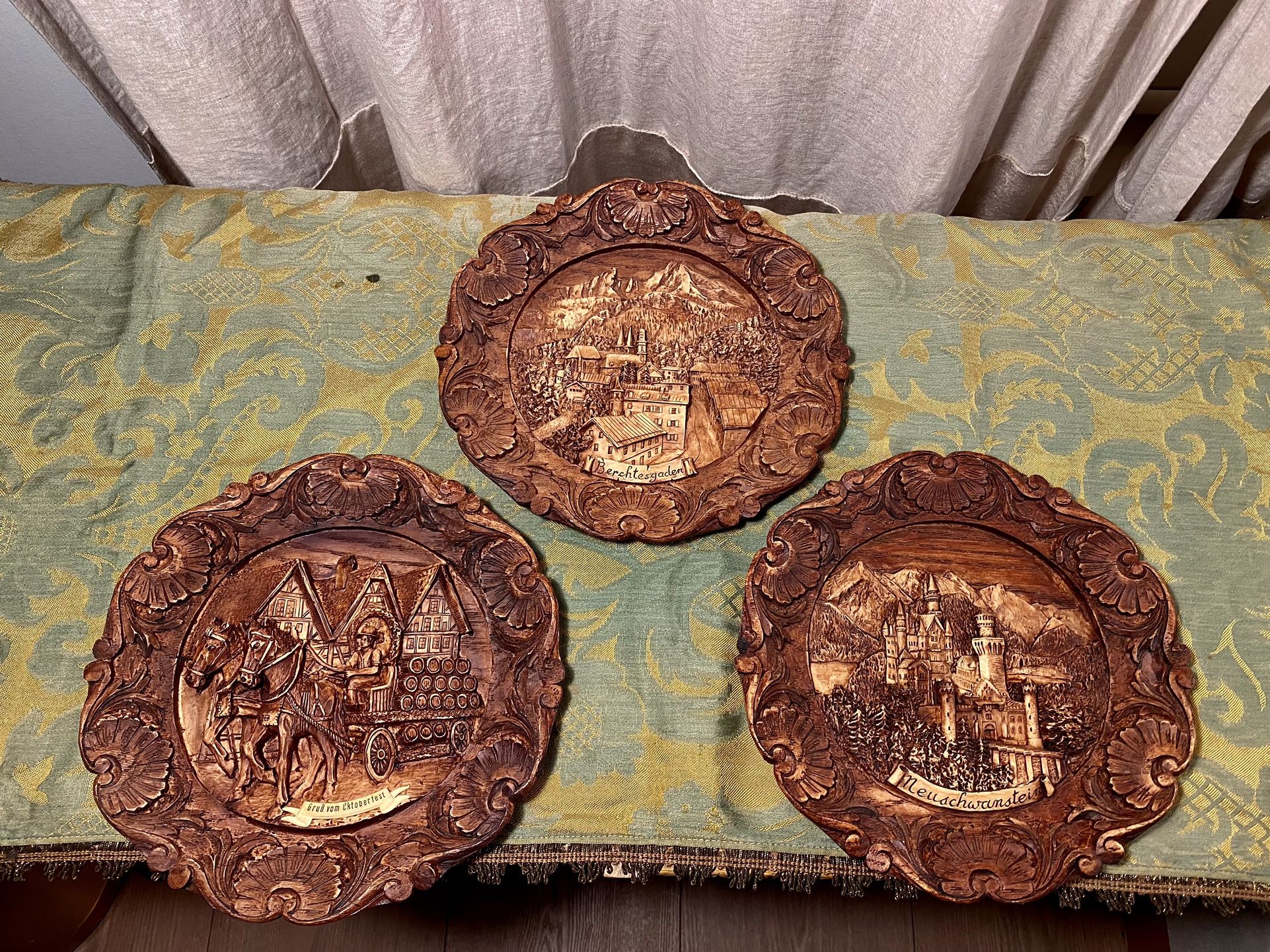 Set Of German Faux Wood Wall Plaque Man Cave Bar Decor