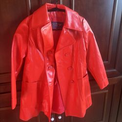 Vintage Red Man Made Leather Jacket 