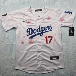 Kid's Dodgers Shohei Ohtani #17 Cherry Blossom Jersey Size M DAMAGED?