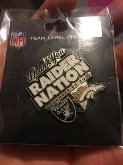 Raiders Game Day pin from what was Last game in Oakland