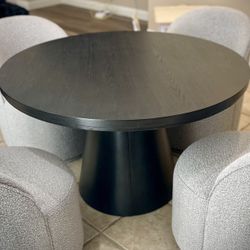 48” Black Round Dining Table 