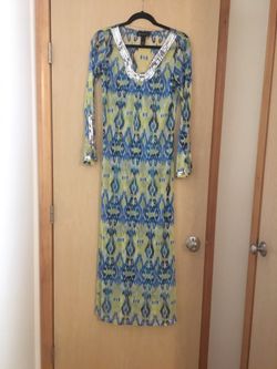Beautiful new INC size 2 (XS) long dress with sequins. Sheer. Slits on side. Smoke free home.