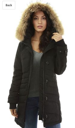 PattyBoutik Women Fur Hooded 2 Way Zipper Down Jacket Small