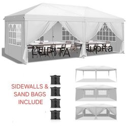 10x20 White Gazebo Wedding Party Tent  Canopy  With 4 Windows & 2 Sidewalls -6 (FOR SALE) Carpa