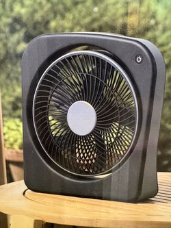 Black Compact Desktop Box Fan