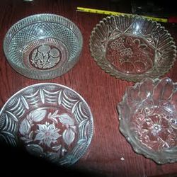 Four Big Sturdy Glass Bowls