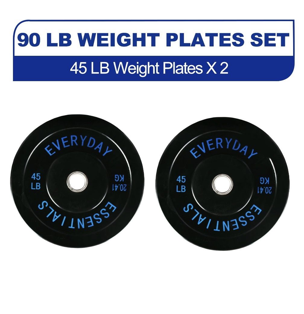 BalanceFrom Olympic Bumper Plate Weight Plate, 45 Ibs Pair Black