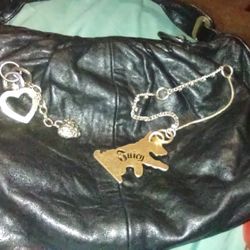 Amazing Vintage Y2K Juicy Couture Genuine Leather Hobo Shoulder Bag