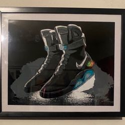 Nike mag from back to the future custom art piece on black frame