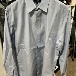 J.Crew Men's Blue Cotton Dress Shirt 16-16.5 Long Sleeve Wrinkle Free Collared