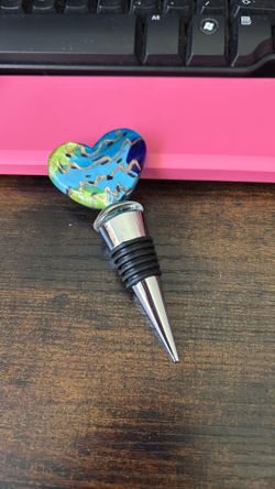 Murano glass art heart shaped wine bottle stoppee
