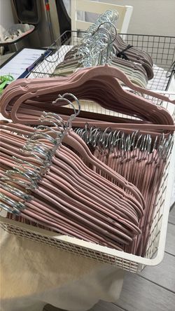 Pink Velvet Hangers with Silver Hooks