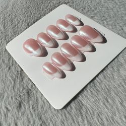 Glazed French Press-On Nails | Handmade Custom Sets | Local Pickup