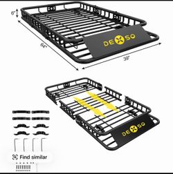 New Upgraded 46" x 64" x 39" Universal Roof Rack Basket with Cargo Net