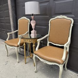 Beautiful Vintage Leather Accent Or Desk Chairs $127 Each 