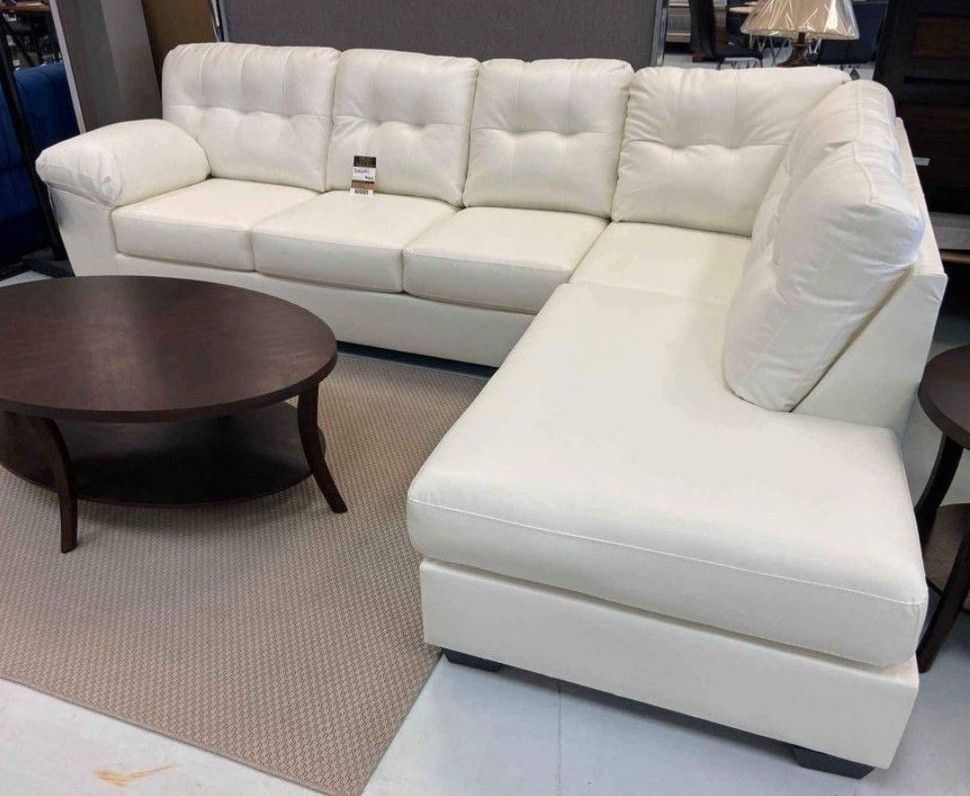 Ashley Furniture White Donlen 2-piece Sectional w/Chaise - Hight Quality Faux Leather 