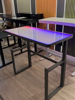 47” Glass Top Electric Standing desk with led light