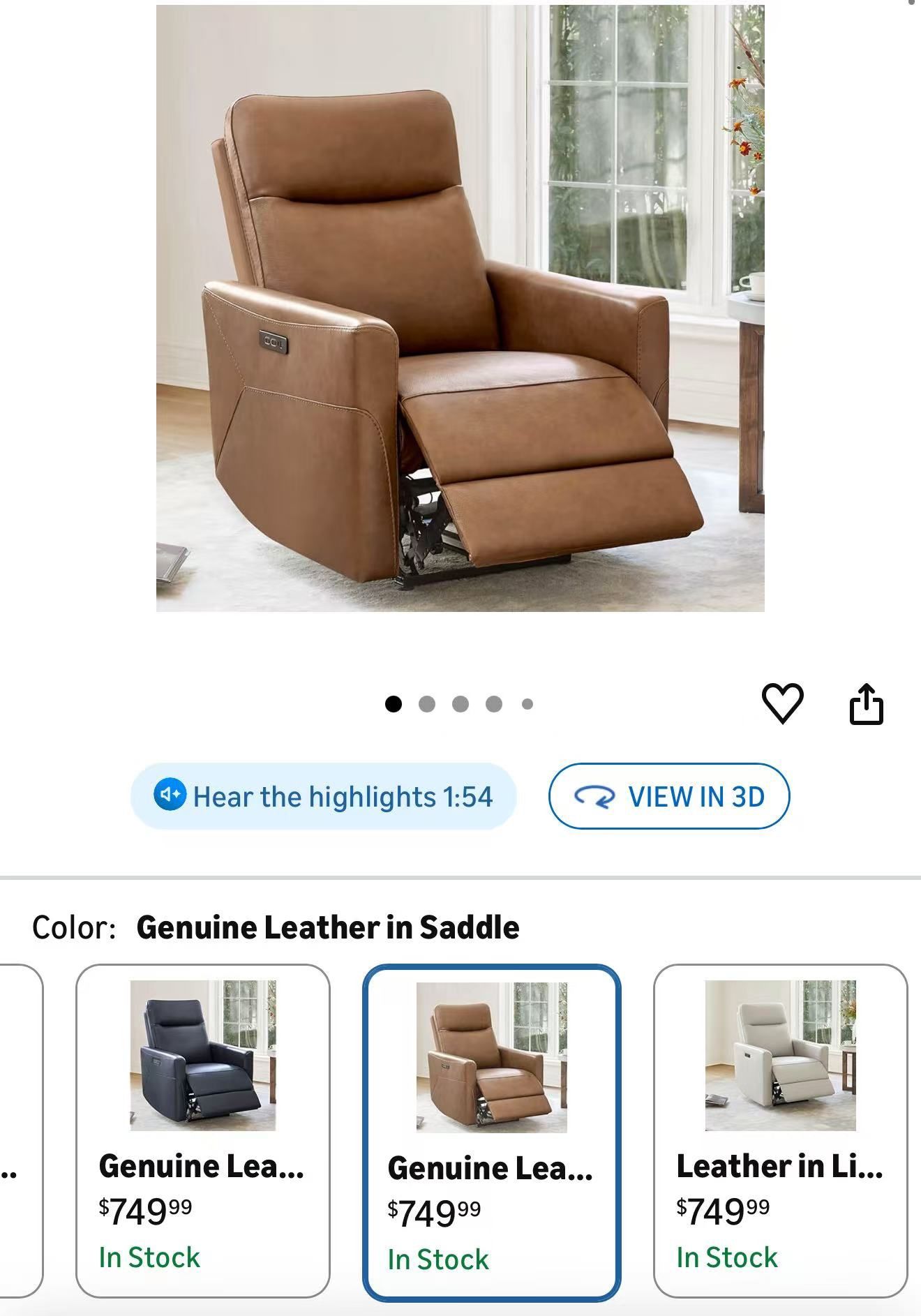 🔥CHITA Genuine Leather Power Recliner Chair for Adults, Electric Wall Hugger Recliner for Small Spaces, Modern Living Room and RV Recliner Chair with
