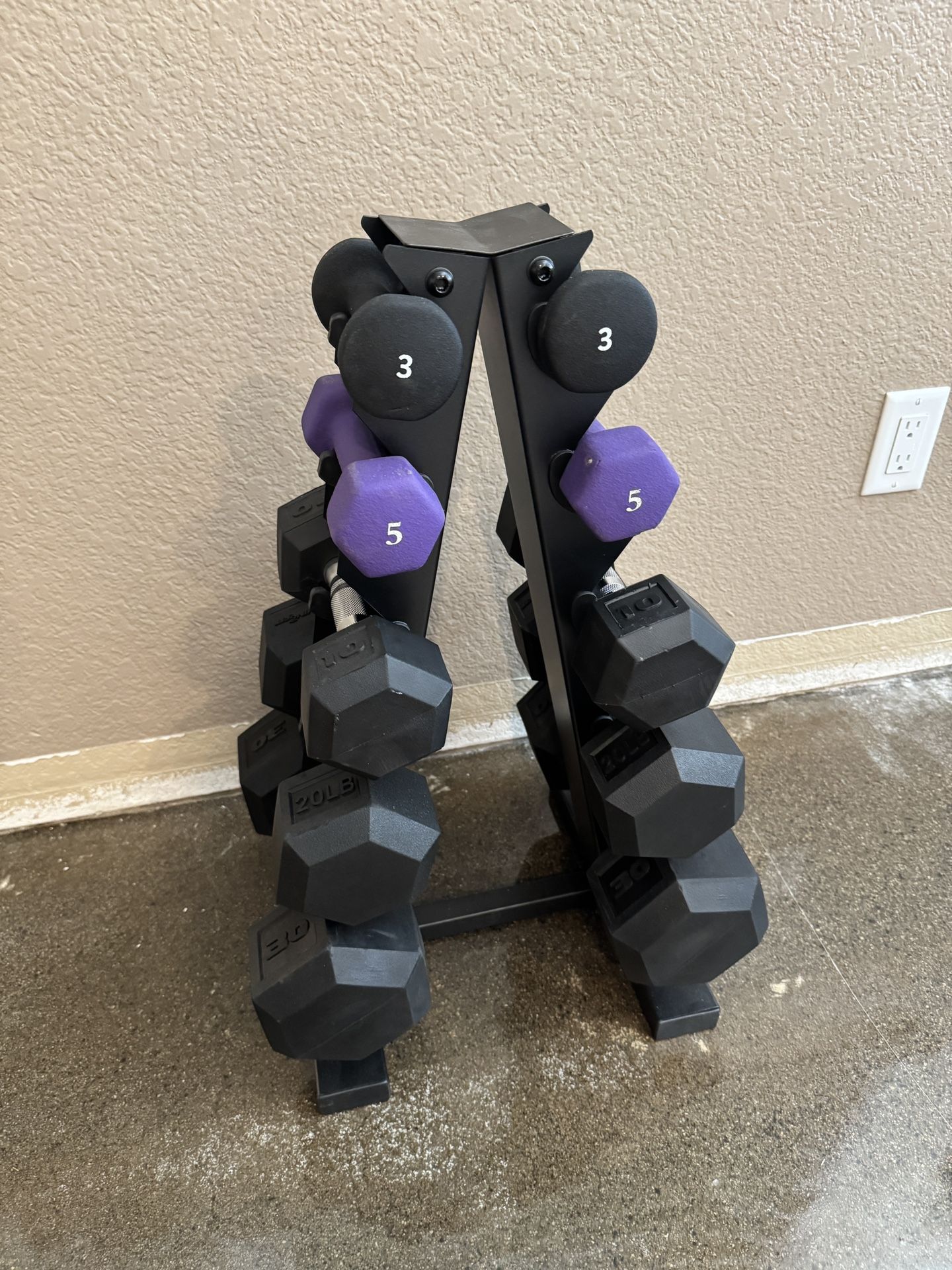 Dumbell Weights and Rack