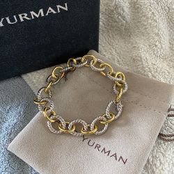  Oval Gold and Silver Chain Bracelet 