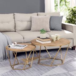 FirsTime & Co. Gold Kayla Honeycomb End Table 2-Piece Set, Metal, 28 x 28 x 15.75 inches