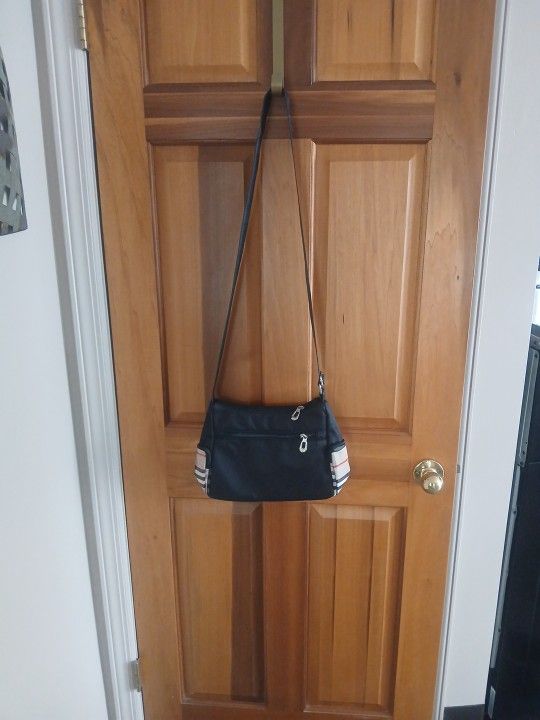 Cross Body Black And Plaid Bag