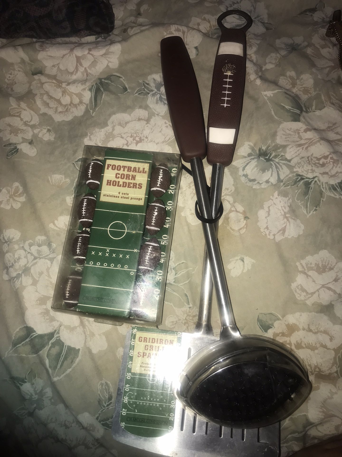 Football CORN 🌽 HOLDERS, SPATULA, BRUSH AND BOTTLE OPENER