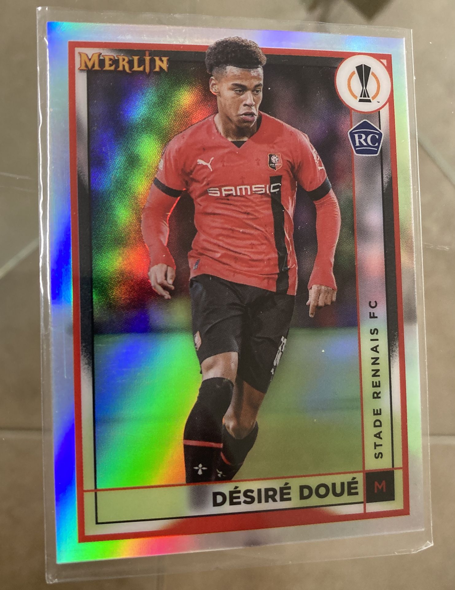 Desire Doue 2022-23 Topps Merlin UEFA #133 RC Rookie Silver Refractor PSG. Mint -gem . PSG France Champions League winner . Great condition