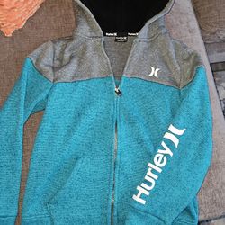 Hurley  Big Kids' Boy or Girl  Fleece Zip-Up Hoodie Gray Teal