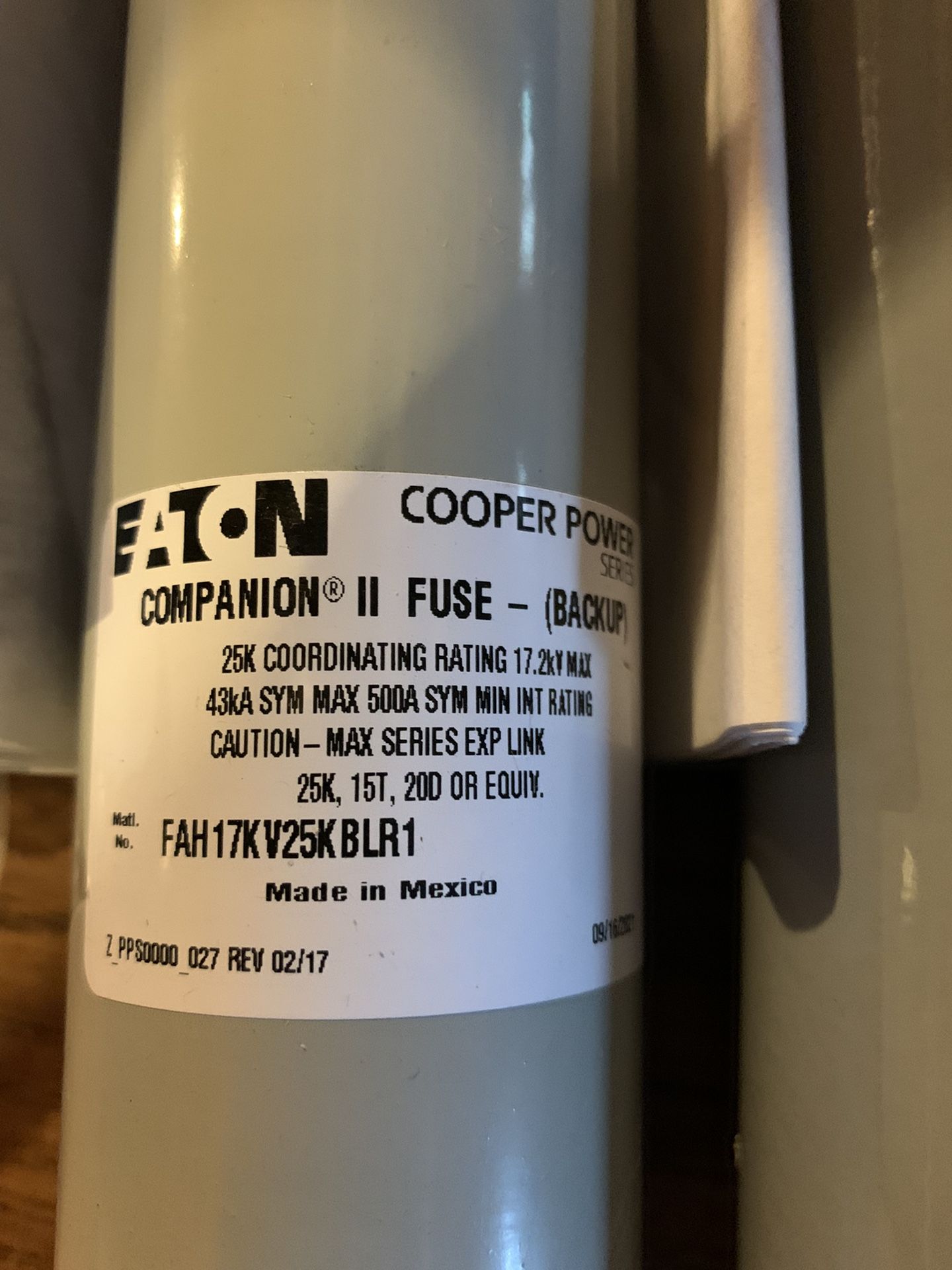 New Cooper Power Series NX Companion II Current Limiting Back-up Fuse FAH17KV25KBLR1