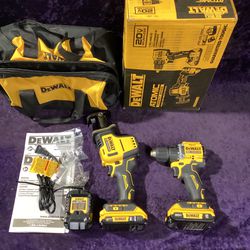 🧰🛠DEWALT ATOMIC 20V Brushless Reciprocating Saw & 1/2” Drill Combo w/(2)2.0Batteries,Charger & Bag NEW!-$240!🧰🛠