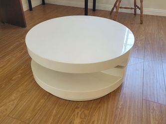 Modern White High-Gloss Swivel Coffee Table