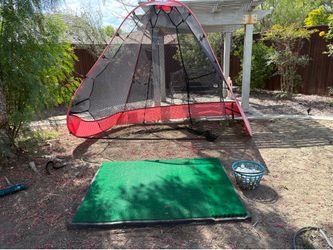 Golf hitting practice mat and net