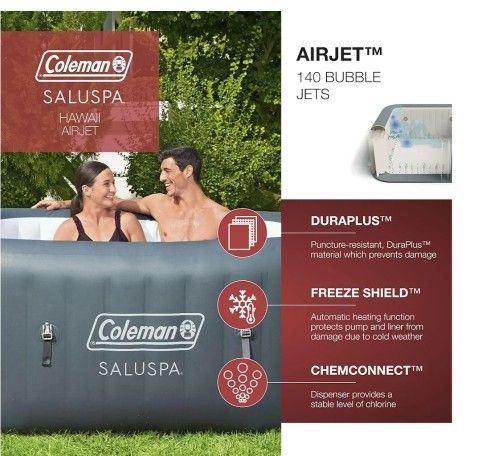 Coleman SaluSpa AirJet 4 to 6 Person Pump Heather Plus cleaning supplies