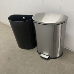 QUALIAZERO 50L/13 Gallon Stainless Steel Trashcan, Soft Close Lid & Smudge-Free Finish, Ideal for Home and Business Use, D Shape (Stainless Steel)