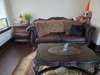 Leather couch set