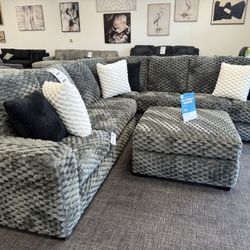 Dark Gray Custom Sectional Set + Ottoman - Free Delivery 